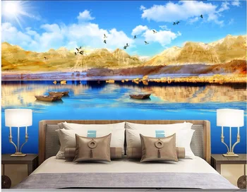 3d tapetai užsakymą freskos foto Mėlynas Dangus Kalnų Kraštovaizdžio TV Sienos Fone tapybos 3d sienų freskomis tapetai, sienų ir 3 d
