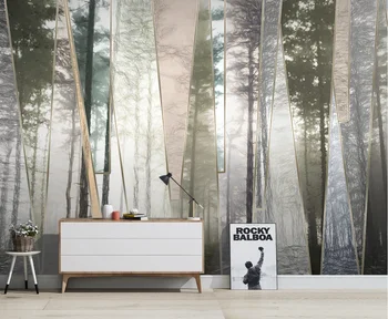 Custom sienų tapetai, 3D Šiaurės ranka-dažytos miškų kraštovaizdžio geometrinės linijos paprasta TV fono sienos freskos