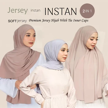 Premium Jersey Hijab Su Susieti Vidiniai Dangteliai Momentinių Hijab Šalikas Jersey Hijabs Šalikai Pinless HeadScarves