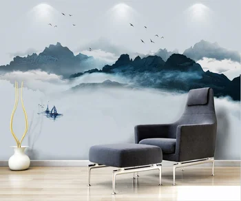 3D tapetai atmosferos naujas Kinijos rašalo kraštovaizdžio sofos-lovos fono sienos papel de parede sienos popieriaus
