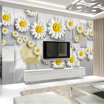 beibehang Užsakymą tapetai 3d freskos mažas daisy gėlių TV fono sienos kambarį miegamasis фотообои papel de parede 3d обои