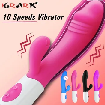 G Spot Vibratorius Moterims Dviguba Vibracija Silikoninis Dildo Vandeniui Moterų Makšties Klitorio Massager Sekso Žaislai Suaugusiems Erotiniai Produktas