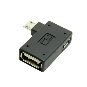 Mikro USB 2.0 OTG Adapteris 90 Laipsnių Kampu su micro USB moterų galia Andriod mobilusis telefonas