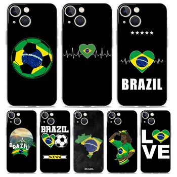 Brazilija Brazilijos vėliava Futbolo Prabanga Aišku, Minkštas Telefono dėklas Skirtas iPhone 14 13 12 11 Pro Max XS X XR SE 7 8 Plus atsparus smūgiams Dangtis