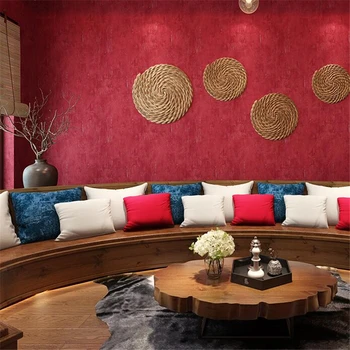 Stilingas Retro gryna raudona spalva tapetai bordo didelis raudonas gyvenamasis kambarys miegamasis KTV fono sienos popieriaus drabužių parduotuvė tapetai