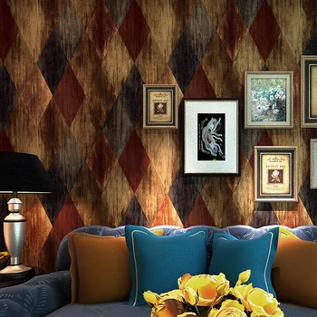 Dirbtinė minkštas vyniojimo tapetai Amerikos šalyje deimanto gardelės nostalgiškas miegamojo kambarį, TV foną, sienos tapetai