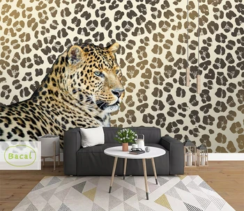 Bacal Užsakymą Foto Tapetai, 3D Stereoskopinis Gyvūnų Leopard Sienų Tapetai, Gyvenamasis Kambarys Sofos Fone Sienų Freskomis 5D Tapetai
