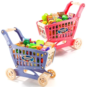 Vaikų Žaisti Namus, Prekybos Centruose, Pirkinių Krepšelis Žaislų Rinkinys Vežimėlio Stūmimo Krepšelį Krepšelio Modeliavimas Vaisių Maisto Vaikams Apsimesti, Žaidimas Žaislai