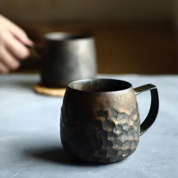 Auksas-įstiklintas Kavos Puodelį, Japonų stiliaus Puodelis ir Lėkštelė Nustatyti Kūrybinė Asmenybė Pieno Puodelis Office Stambios Buitinės Keramikos Taurė