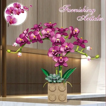 Blokai Orchidėjų puokštė Serijos Bonsai Mergina Gėlės Suaugusiųjų Gėlių Bonsai Medis rožių gėlių kompozicijų Asamblėjos Žaislai, Dovanos