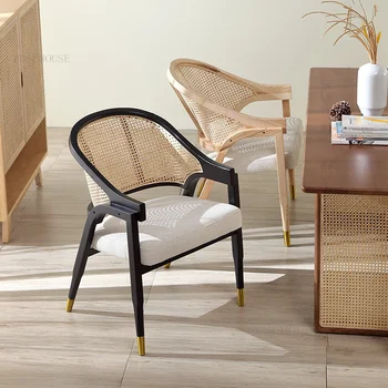 Modernios Šviesos Prabangių Medžio masyvo Valgomojo Kėdės, Valgomojo Kėdžių Rotango Šiaurės Dizaineris Valgomojo Kėdės Karieta Namų Baldai