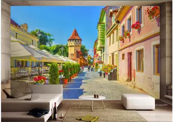 3d tapetai pasirinktinius nuotraukų rumunijos miesto gatvės vaizdas fone kambarį namų dekoro 3d sienų freskomis tapetai, sienų ir 3 d