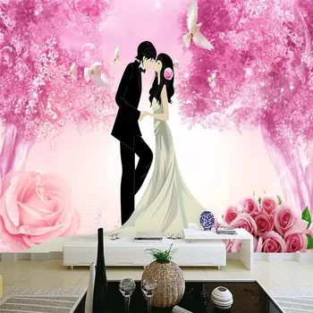 Mados romantiška pora paprasta TV fono sienos profesinės gamybos freskos foto tapetai gali būti pritaikyti