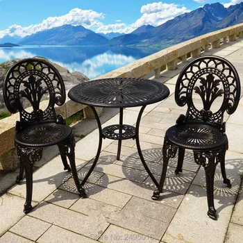 Bistro set-Lieto aliuminio ir plieno sodo komplektas-stalas ir 2 kėdės Kieme Balkonas-balta /juoda /bronzos spalvos Geros kokybės