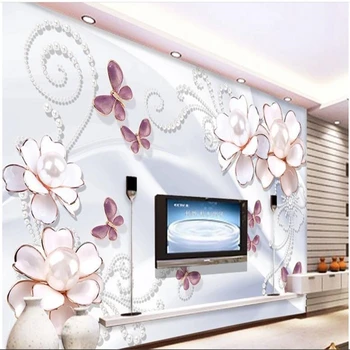 beibehang Užsakymą tapetai didelis sieninis perlai trimatis gėlės Dielianhua TV foną, neaustinės papel de parede