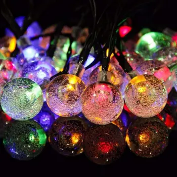 5-6.5 M Led Saulės Šviesos Lauko Bubble Ball String Vandeniui Šilta Geltona Spalva Pasakų Saulės Šviesos Sodas Kalėdinė Dekoracija