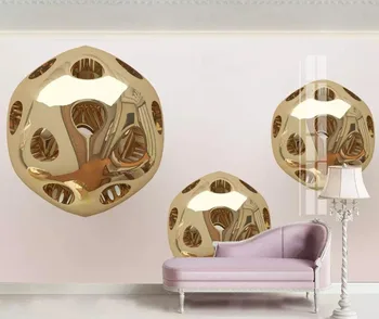Bacal modernus stilingas 3D erdvinis geometrinis golan kamuolys aukso kambarį fone sienų apdailai 3D tapetai freskomis