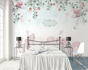 Individualizuotos fono paveikslėlį Šiaurės Amerikos sielovados šviežių gėlių Briedžių sofa-lova, TV foną, sienos-vandeniui medžiaga