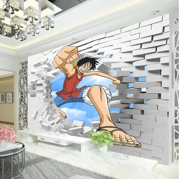 Vienas gabalas luffy Tapetai Užsakymą 3D Sienų Freskomis Japonų anime foto tapetai Vaikams Berniukams, Miegamojo Interjero Dizainas Kambarys dekoro Namai