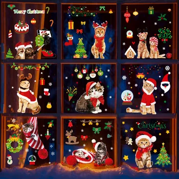 Linksmų Kalėdų Langas PVC Lipdukai Kalėdų Dekoracijas 20x30cm Namų Sienos, Stiklo Lipdukai Naujųjų Metų Namų Dekoro Lipdukai
