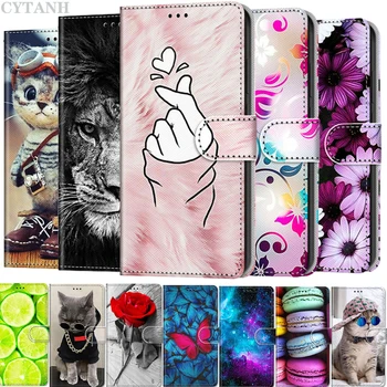 Lovely Cat Vilkas Modelis Piniginės Flip Case For Samsung Galaxy S20 FE S21 Ultra 10 Pastaba Plus S8 S9 S10 Plius Kortelės Turėtojui Stovo Dangtelis