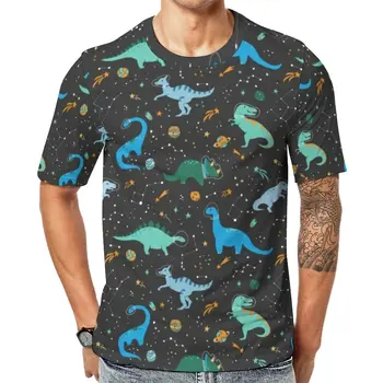 Kosmoso Dinozaurų Marškinėliai Mielas Gyvūnų Spausdinti Hipių T-Marškinėliai Trumpomis Rankovėmis Marškinėlius Didmeninė Vasaros Streetwear Plius Dydis Drabužiai