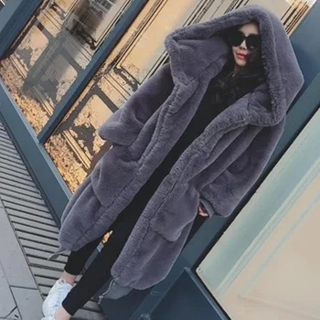 2020 m. Moteris Negabaritinių Žiemos Dirbtiniais Kailių Paltai Parko Ilgai Šilta Striukė Dangomis, Hoodies Prarasti Moterų Žiemos Paltai Outwear casaco feminino