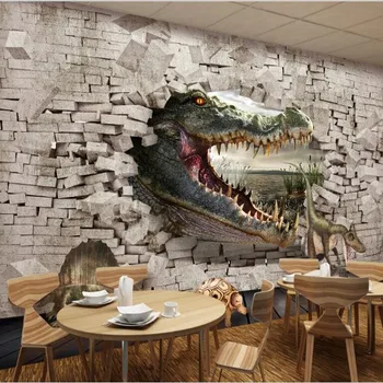beibehang freskomis krokodilas dinozaurų vėžlys 3D stereo tapyba fone neaustinės medžiagos aplinkos tapetai papel de parede