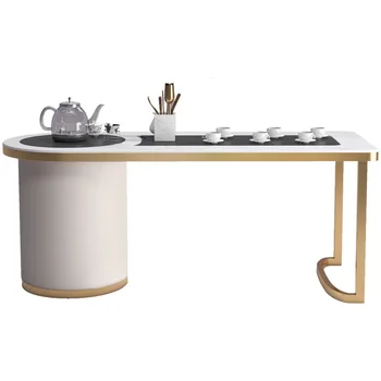Šviesos prabanga arbatos stalo Biuro stalas ir kėdė derinys Arbatos stalo, visiškai automatinis tarkuoto nustatyti marmuro uolos plokštė kavos staliukas