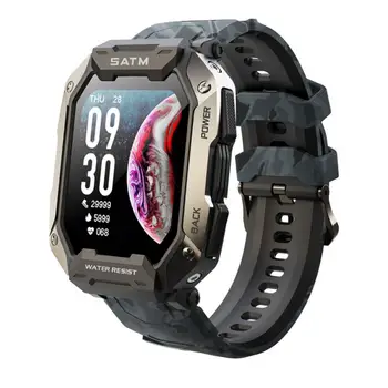 2022 Taktinis Smart Watch Vyrai Lauko Sporto IP68 Vandeniui Kraujo Deguonies Karinės Smartwatch Fitness Tracker IPhone Samsung