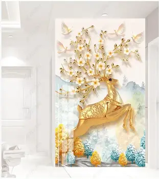 WDBH 3d foto tapetai užsakymą freskos Europos stiliaus iškilumo briedis gėlių veranda Namų dekoro kambarį tapetai, sienų ir 3 d