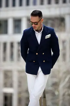 Dilun tamsiai mėlyna vyrų kostiumas dvieiliai pasiekė atvartas tuxedos smart casual verslo vestuvių kostiumą jaunikis švarkas švarkas+kelnės