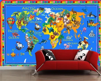 Custom papel de parede infantil,Pasaulio gyvūnų plastilino freskos gyvenimo, kambaryje sofa-lova, TV miegamojo sienos tapetai
