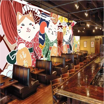 Japonų Virtuvė Ramen Suši Restoranas, Fonas, Tapetai, Freskos 3D Animaciją Mielas Pasisekė Katės Pramonės Dekoro Sienos Popieriaus 3D