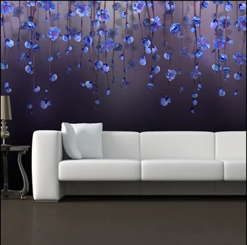 Bacaz Blue Peach Blossom Gėlių, Sienų Apmušalus, Miegamojo Sofa Fone 3d Gėlių Sienos popieriaus Freskomis 3d Sienų Lipdukai