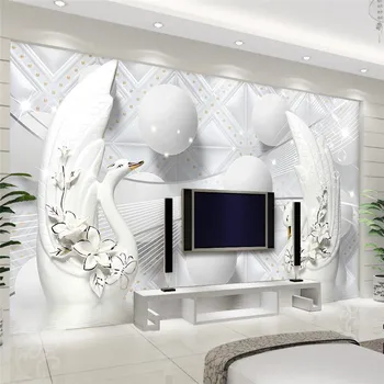 beibehang Namų Dekoro Gulbė vaza baltas apskritimas Viešbutis Fone Modernus Sieninis už Kambarį Murales De Sumalti 3d Tapetai