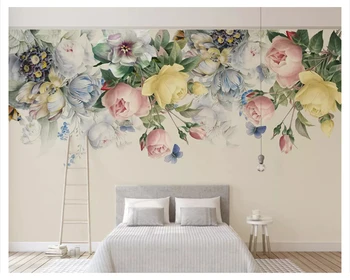beibehang Individualų gražus dekoratyviniai tapetai ranka-dažytos mados retro rose TV fono sienos dokumentų namų dekoro behang