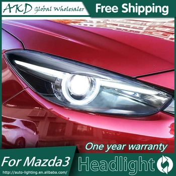 AKD Automobilių Optikos dėl Mazda 3 Žibintai 2017-2018 Naujus Mazda3 Axela LED Originalus priekinis žibintas DRL Bi Xenon Objektyvas Didelis artimąsias automobilių Stovėjimo aikštelė